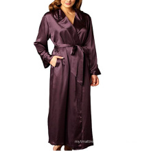 Womens Solid Colored Mulberry Silk  Robe, Long Dressing Gown